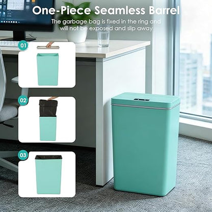 BestOffice 13 Gallon Trash Can Plastic Kitchen Trash Can Automatic Touch Free High-Capacity Garbage Can with Lid for Bedroom Bathroom Home Office 50 Liter Blue - Image 6
