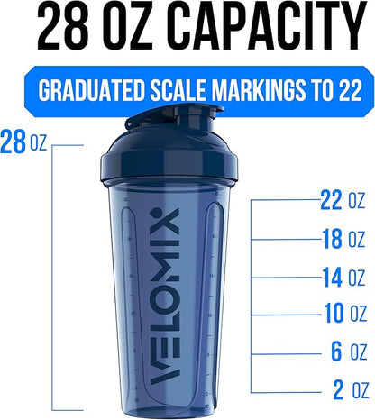 VELOMIX -2 Pack- 28 oz Protein Shaker Bottles for Protein Mixes - 2x Wire Whisk | Leak Proof Shaker Cups for Protein Shakes and Pre Workout | Protein Shaker Bottle Pack (A2) Blue/Green