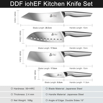 DDF iohEF Kitchen Knife Set, 4 Piece Professional Ultra Sharp Knives Set, Japanese High Carbon Stainless Steel Chef Knife Set for Home and Kitchen - Image 4