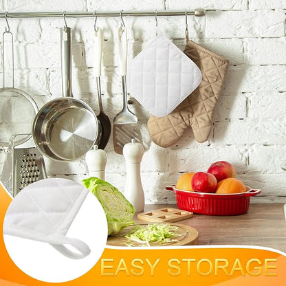 40 Pcs Pot Holder Bulk for Craft Set Including 16 White Pot Holders Oven Mitts Pack with 24 Makers Cooking Baking DIY Activities Kitchen Accessories (Pot Holders) - Image 4