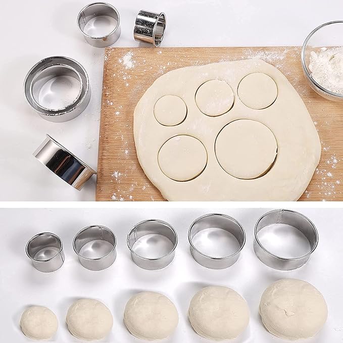 12 Pieces Biscuit Cookie Cutter Set With Tin Box Biscuit Plain Edge Round Cutters Metal Ring Baking Molds, Stainless Steel Cookie Dough Biscuit Muffins Cutters in Graduated Sizes - Image 2