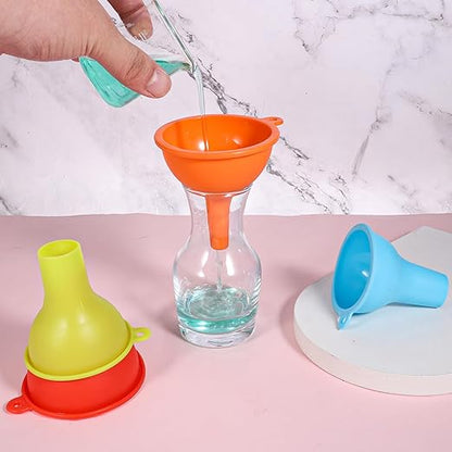 4 PCS Kitchen Silicone Funnel, 4 Colors Kitchen Funnel Set Wide Mouth Funnels for Filling Bottles Small Canning Funnels for Daily Cooking and Water Liquid Oil or Powder Transfer - Image 5