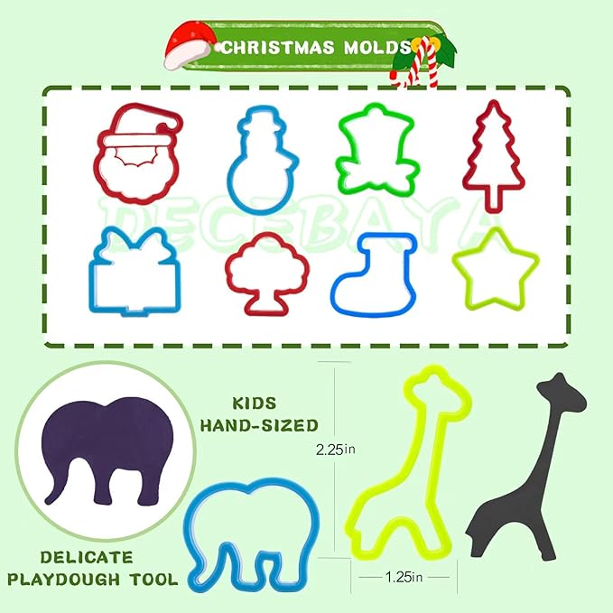 Dough Tools for Kids- Play Sets Accessories Include Animal Molds Stamps Cutter Scissor Rolling Pin Extruder and Storage Box, Best Toys for Toddler Boy Gril Age 3-8