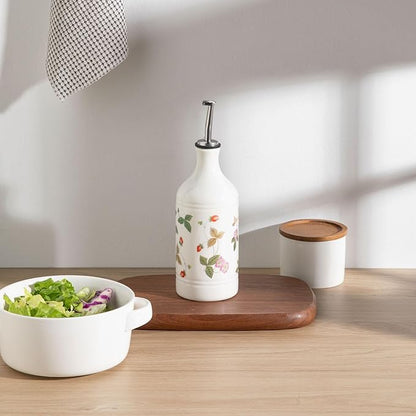 Sweejar Ceramic Olive Oil Dispenser Bottle for Kitchen, 15.5 Oz Relief Opaque Oil and Vinegar Dispenser Bottle with Spout, Suitable for Soy Sauce, Coffee Syrup, Liquids (Strawberry) - Image 2
