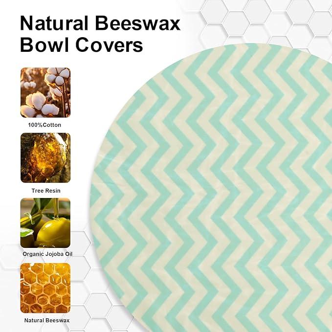 Reusable Bowl Covers for Bread Proofing（2 Large）- Cotton Beeswax Bowl Covers Reusable with Elastic Rim, Sourdough Bowl Cover for Food Storage and Food Preservation (10INCH)(wavy)
