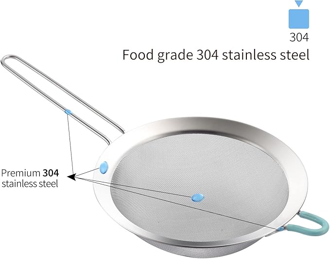 304 Stainless Steel 5.51 inch Fine Mesh Strainers for Kitchen, Colander-Skimmer with Handle, Sieve Sifters for Food, Tea, Rice, Oil, Noodles, Fruits, Vegetable 5.5 inch - Image 2