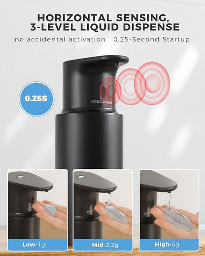Automatic Liquid Soap Dispenser Touchless, 304 Stainless Steel Bottle Body &16.2oz/480ml Rechargeable, 3 Adjustable Liquid Levels, IPX7 Waterproof, for Kitchen Bathroom, Black - Image 3