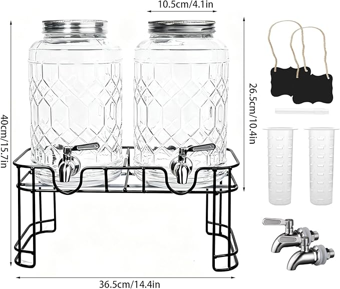 1 Gallon Beverage Dispenser with Stand,Lemonade Drink Dispenser with Stainless Steel Spigot for Parties and Weddings,Ideal for Juice,Coffee,Sangria