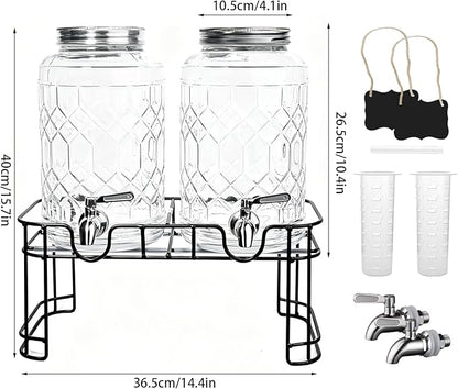 1 Gallon Beverage Dispenser with Stand,Lemonade Drink Dispenser with Stainless Steel Spigot for Parties and Weddings,Ideal for Juice,Coffee,Sangria