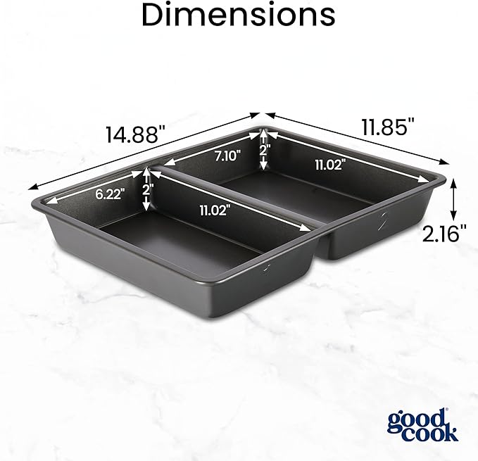 GoodCook Divided Baking Sheet Premium Carbon Steel Nonstick Pan, 11 x 14-Inch