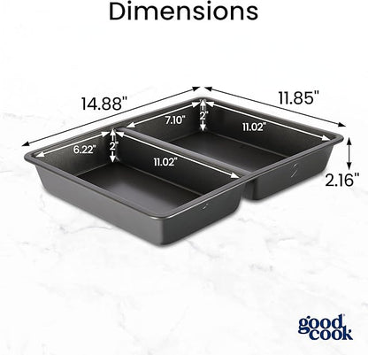 GoodCook Divided Baking Sheet Premium Carbon Steel Nonstick Pan, 11 x 14-Inch