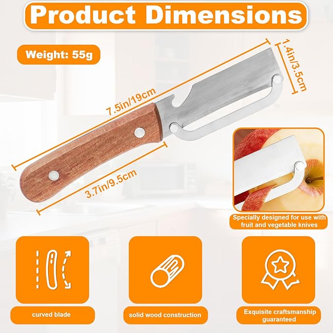 Multi-Functional Vegetable Peeler with Wooden Handle, Stainless Steel Thick & Thin Skin Fruit Peeler with Bottle Opener, Not for Left-Handed Users, Practical Kitchen Tool for Apple Potato - Image 2