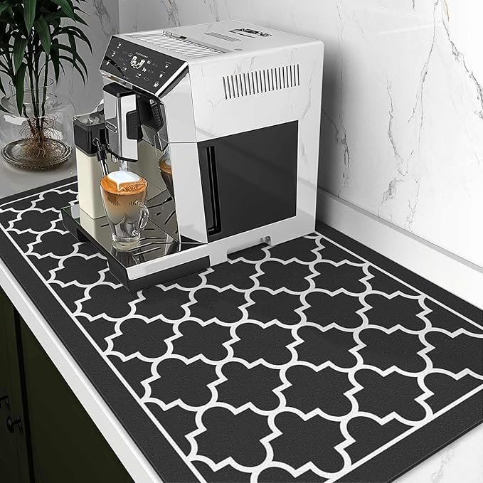 WISELIFE Dish Drying Mat Super Absorbent Drying Mat Large Dish Drying Mats for Kitchen Counter Easy Clean Dish Mat Kitchen Drying Mat18"x 28" Stylish Black - Image 2