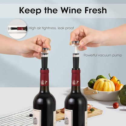 Beneno Multifunctional Wine Bottle Opener Gift Set - Wing Corkscrew, Foil Cutter, Vacuum Stopper & Aerator Pourer, Perfect for Wine Lovers Man Woman, Purple Set - Image 6