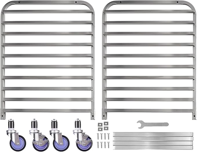 BIEAMA 10-Tier Half Sheet Pan Rack, NSF Bun Pan Rack, Aluminum Bakery Rack, Commercial Kitchen Bakery Cooling Rack, Speed Rack with 4 Wheels for 18" x 13" Sheet Pan - Image 7