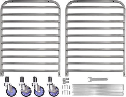 BIEAMA 10-Tier Half Sheet Pan Rack, NSF Bun Pan Rack, Aluminum Bakery Rack, Commercial Kitchen Bakery Cooling Rack, Speed Rack with 4 Wheels for 18" x 13" Sheet Pan - Image 7