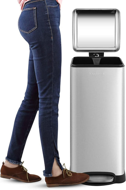 happimess HPM1007D Betty Retro 8-Gallon Step-Open Trash Can with Soft-Close Lid, Fingerprint Resistant, Modern, Minimalistic for Home, Kitchen, Laundry Room, Office, Bedroom, Bathroom, Chrome - Image 6