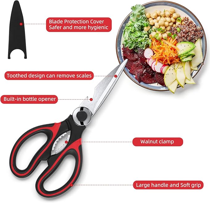 Kitchen Scissor For General Use 2-Packs,Heavy Duty Kitchen Raptor Meat Shears,Dishwasher Safe Cooking Scissors,Stainless Steel Multi-function Scissors For Food,Chicken,Poultry,Fish,Herbs - Image 2