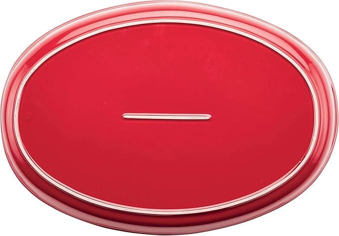 Rachael Ray Stoneware Bubble and Brown Oval Baker, 4.5-Quart, Red
