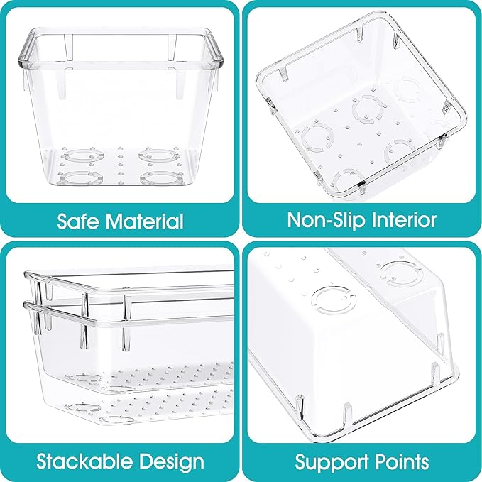 StorMiracle 33 PCS Clear Plastic Drawer Organizers Set, 4 Size Desk Drawer Organizer Trays for Makeup, Jewelry, Kitchen Utensils, Gadgets and Office Accessories - Image 3