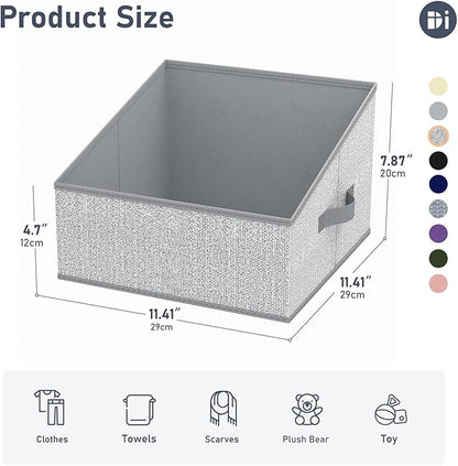 DIMJ Closet Storage Bins - Fabric Storage Baskets for Shelves, Collapsible Closet Organizers and Storage with Handles, Trapezoid Shelf Organization Storage Cubes for Purse, Toys, Books, Towel, Socks - Image 2