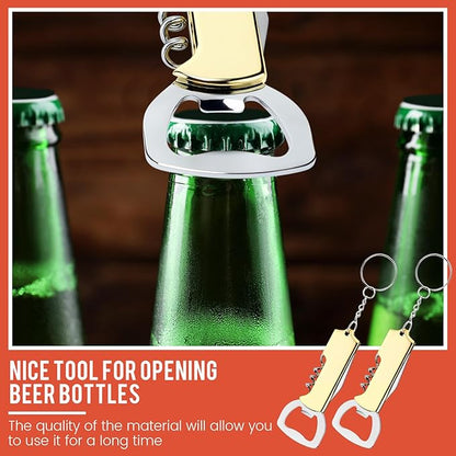 Ziliny 24 Pcs Bottle Opener Keychain Bulk Wine Bottle Beer Opener Keychain 3.27" Stainless Steel Corkscrew Waiter Corkscrew Wine Keyring Gifts for Christmas Bar Party Wedding Home (Gold)