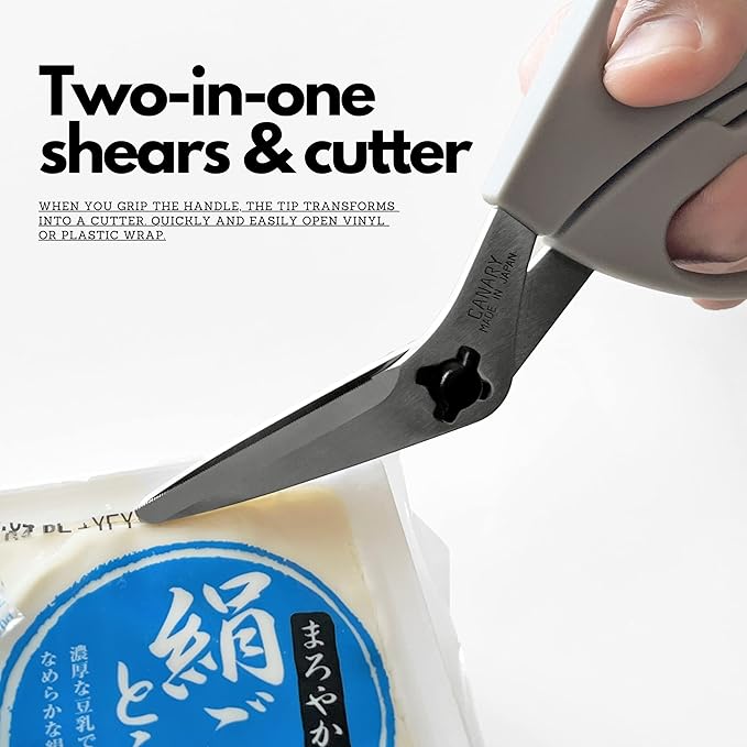 CANARY Japanese Kitchen Shears with Cutter 7.5" Offset Angled Blade, Made in JAPAN, Dishwasher Safe Come Apart Blade, All-Purpose Detachable Kitchen Scissors, Rust Proof Japanese Stainless Steel, Gray - Image 4