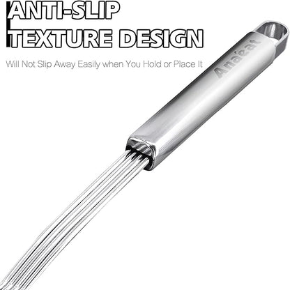 Anaeat Stainless Steel Spider Strainer Skimmer - Solid Kitchen Strainer Ladle with Long Handle for Cooking and Frying, Reinforced Double Coil Slotted Spoons for Pasta, Noodle, Spaghetti (7 Inch)
