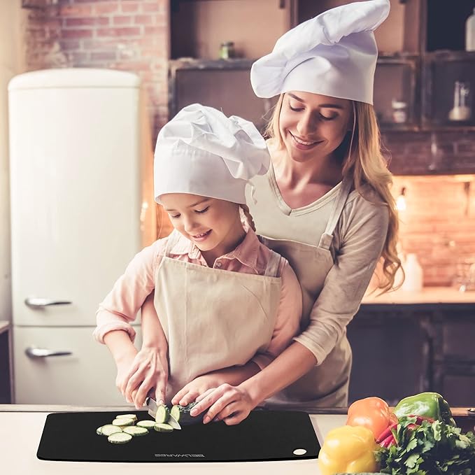 Dishwasher Safe Cutting Board for Kitchen - Large Composite Wood Chopping Board, Thin & Lightweight, Heat Resistant, BPA-Free, Eco-Friendly Cutting Board for Meal Prep, 14.5 x 11.25 Inch (Slate Black) - Image 3