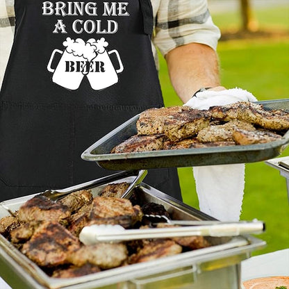 Rosoz Funny BBQ Black Chef Aprons for Men，if You Can Read This Adjustable Kitchen Cooking Aprons with Pocket Waterproof Oil Proof Father’s Day/Birthday