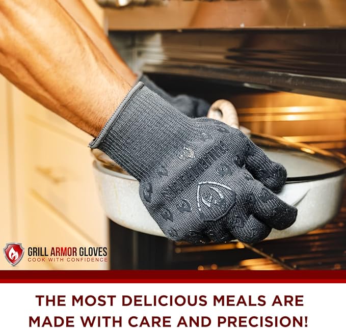 Grill Armor Oven Gloves with Fingers – 932°F Heat, Fire & Cut Resistant Mitts for BBQ, Grill, Cooking, Grilling, Baking, Smoker & Fire Pit - Image 9