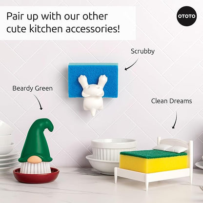 New! Beardy Gnome Dish Brush by Ototo - Gnomes, Quirky Gifts, Cute Kitchen Accessories, Funny Kitchen Gadgets, Vegetable Brush, Cute and Useful Gifts for Women (Green)