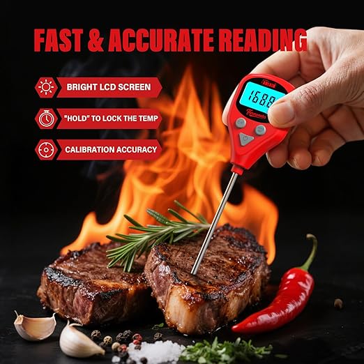 AWLKIM Digital Meat Thermometer with 40-Inch Leave-in External Probe, Rechargeable Instant Read Food Thermometer for Grill BBQ Smoker Oven Kitchen, IP67 Waterproof, Audible Alarm & Hold Function - Image 5