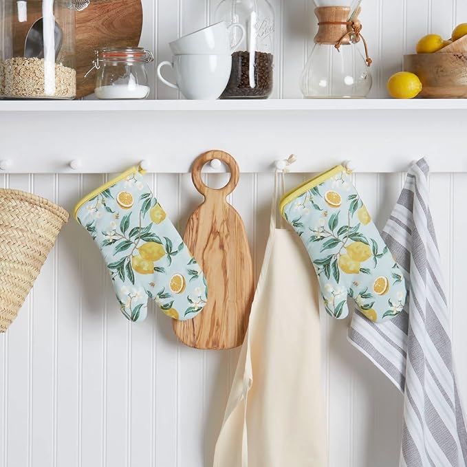Martha Stewart Lemon Whimsy Oven Mitt 2-Pack Set, Yellow, 7"x13" - Image 2