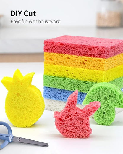 Kitchen Sponges,Heavy Duty Scrub Kitchen Sponge,Clean Tough Messes Without Scratching Sponges Kitchen,Pop Up Eco Sponges DIY White (6 Pack) - Image 4