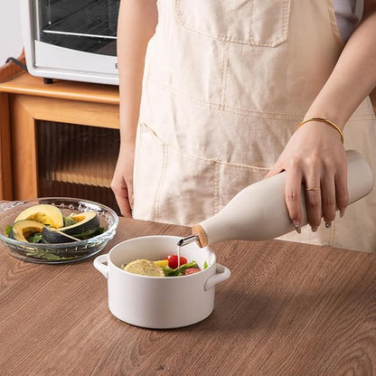 Sweejar Matte Ceramic Olive Oil Dispenser Bottle with Spout, 17 Oz Oil Dispenser for Kitchen Counter, Opaque Oil Cruet for EVOO, Vinegar, Avocado Oil Container for Cooking, Pack of 1 (Beige) - Image 4