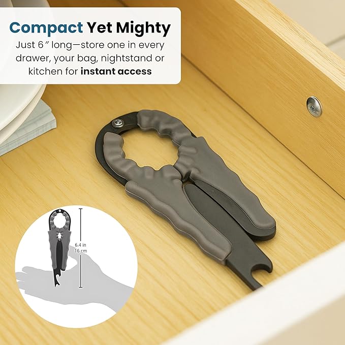 Jokari 3-Pack Multi Bottle Opener – Jar Lid Opener, Can Tab Lifter, Twist Cap Gripper – Ergonomic Kitchen Tool for Weak Hands or Arthritis – Opens Soda, Beer, Nail Polish, and More - Image 3