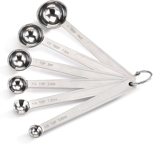 New Star Foodservice 43112 Stainless Steel 18/8 Measuring Spoons, Set of 6 by NewStarFoodservice