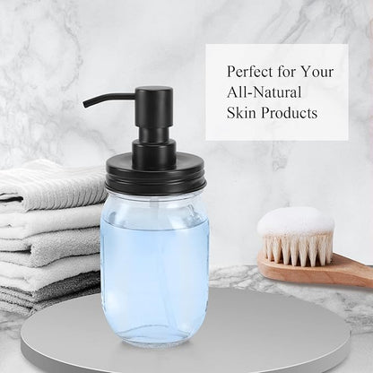 Premium Quality Mason Jar Soap Dispenser - Black 16 Ounce - Made from Rust Proof Stainless Steel – Dish and Hand Soap Dispenser – Ideal for Kitchen Dish Soap, Bathroom Soap