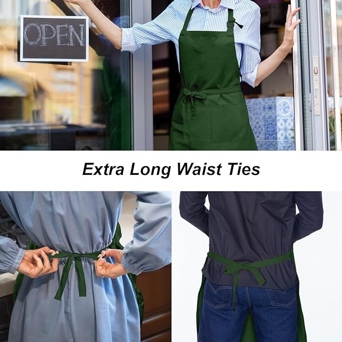 15 Pcs Adult Aprons Bulk with Pockets Adjustable Bib Chef Apron for Women Men Painting Cooking Crafting (S/L) - Image 4