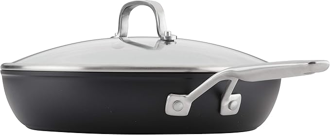 KitchenAid Hard Anodized Induction Nonstick Fry Pan/Skillet with Lid, 12.25 Inch, Matte Black - Image 7