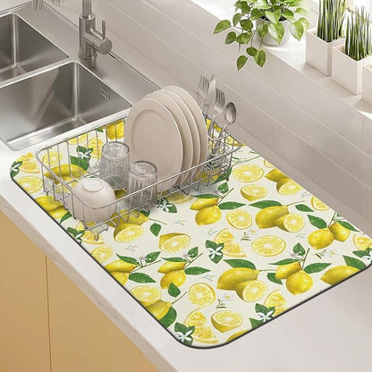 Kitchen Countertop Dish Drying Mat,Super Absorbent Coffee Bar Mat for Maker Espresso Machine, Anti-Slip Accessories for Kitchen Countertops 19x12 Inch
