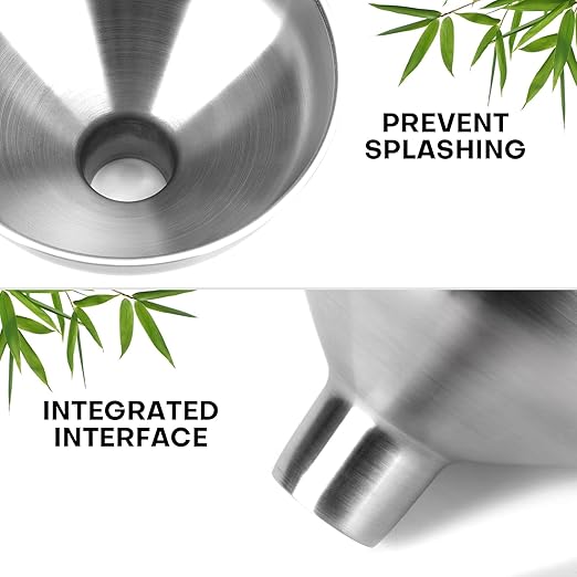 Stainless Steel Metal Funnel Set of 2, Kitchen Filling Funnel (0.5-inch Narrow Mouth) and (1-inch Wide Mouth), Practical Tools for Transferring Spices, Oils, Food and Beer - Image 4