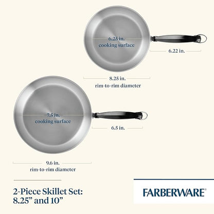 Farberware Classic Stainless Steel Frying Pan Set / Fry Pan Set / Stainless Steel Skillet Set - 8.25 Inch and 10 Inch, Silver - Image 3