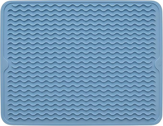 Silicone Drying Mat 16 × 12 – Royal Blue Non-Slip Sink Mat for Kitchen Counter, Heat-Resistant Food-Grade Dish Pad, Easy-Clean Multipurpose Drawer Liner (Royal Blue, 16" x 12")