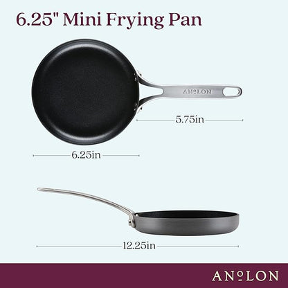 Anolon Hard Anodized Nonstick Mini Skillet/Frying/Egg Pan, Stainless Steel Handle, (6.5"), Gray - Image 2