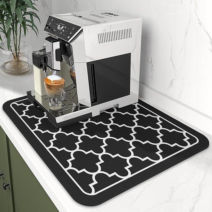 WISELIFE Dish Drying Mat Super Absorbent Drying Mat Large Dish Drying Mats for Kitchen Counter Easy Clean Dish Mat Kitchen Drying Mat15"x 18" Stylish Black - Image 2