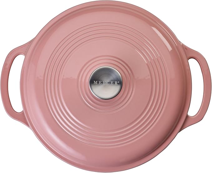 Mercer Culinary Enameled Cast Iron Round Dutch Oven, 6 qt., Pink - Image 3