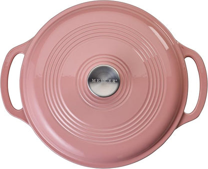 Mercer Culinary Enameled Cast Iron Round Dutch Oven, 6 qt., Pink - Image 3