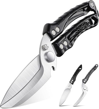 Dream Reach Kitchen Poultry Shears - Heavy Duty Detachable Cooking Scissors for Cutting Chicken, Meat Kitchen Black Food Scissors with Serrated Edge Thanksgiving